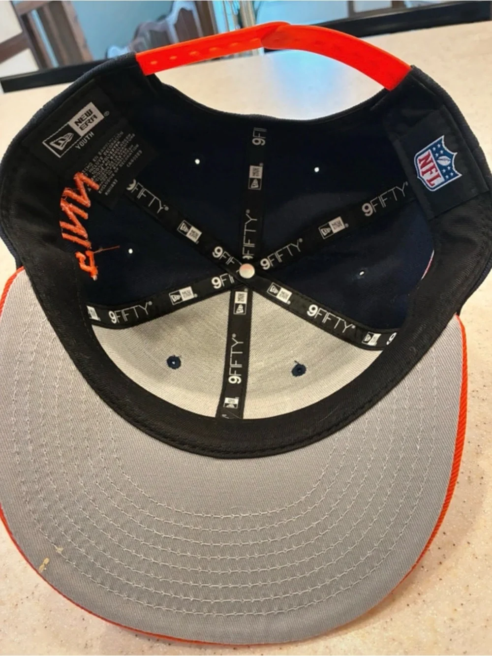 New Era Kids Two-Tone Snapback Cap in Navy and Orange